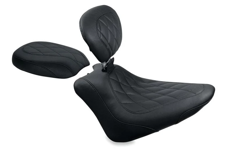 Mustang Motorcycle 76763 - Mustang 11-13 Harley Blackline, 12-17 Slim/Slim S Wide Tripper Passenger Seat Diamond Stitch - Blac