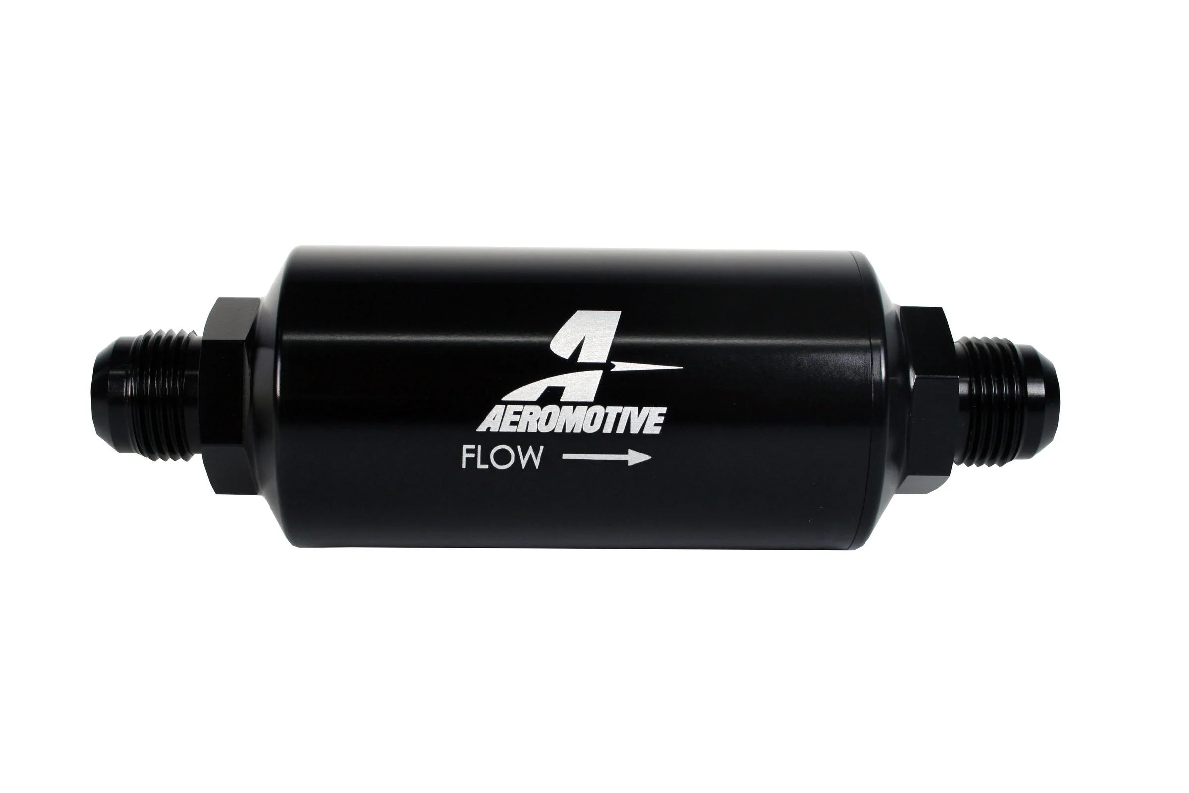 Aeromotive 12388 - In-Line Filter - (AN -10 Male) 40 Micron Stainless Mesh Element Bright Dip Black Finish