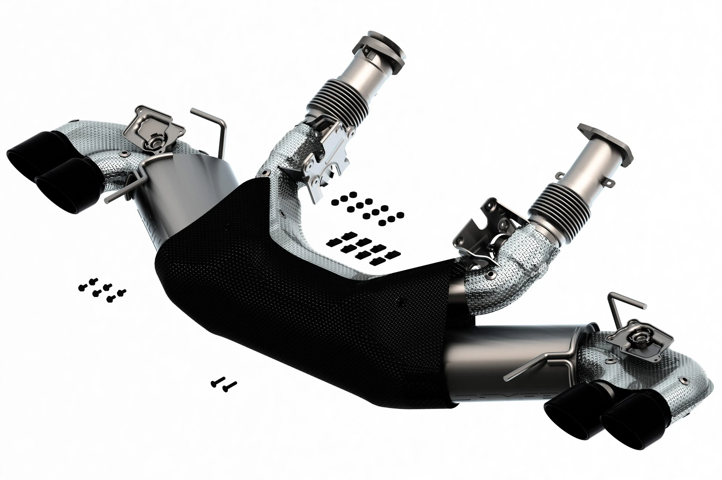 Borla 140838BC - 2020 Chevrolet Corvette C8 6.2L S-Type Exhaust System Dual Round Rolled A/C Black Chrome Tips