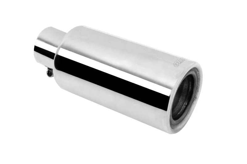 Gibson 500659 - Rolled Edge Angle-Cut Muffler Quiet Tip - 4in OD/2.25in Inlet/12in Length - Stainless