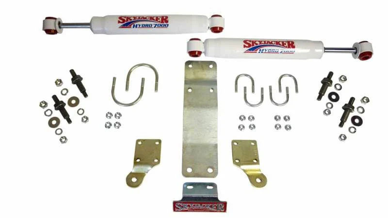 Skyjacker 7206 - Steering Stabilizer Dual Kit Incl. Hydro 7000 Steering Dampners Brackets Hardware For Use w/HD Tie Rod PN JK717TR Or Other Aftermarket Tie Rod Using 1.75 Inch OD White
