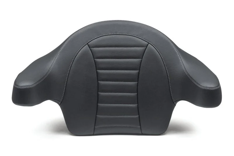 Mustang Motorcycle 79014GM - Mustang 14-21 HD FL Touring Extended Arm Wrap-Around Backrest Deluxe - Black w/Grey Stitching