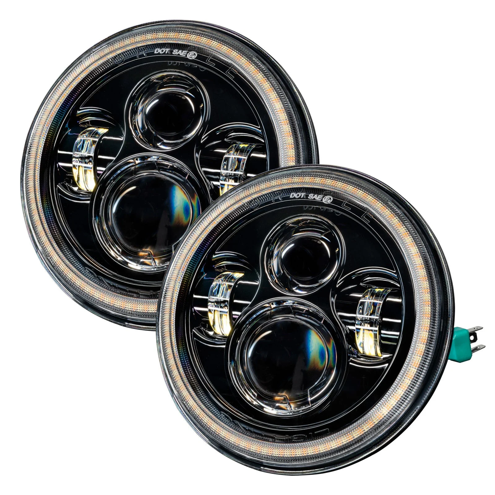 ORACLE Lighting 5769-123 - 07-18 Jeep Wrangler JK Switchback LED Halo Headlights - Amber/White - Switchback