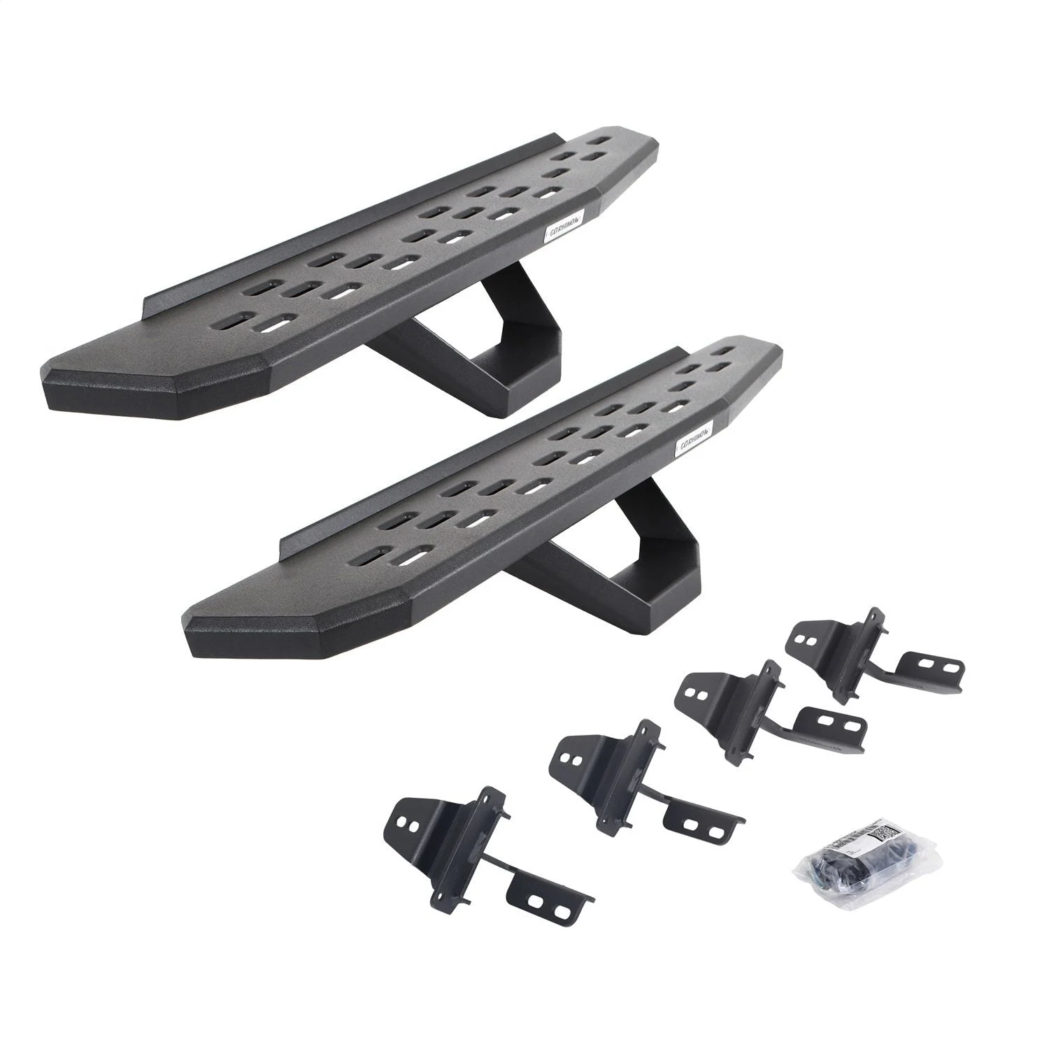 Go Rhino 6969264810PC - - RB30 Running Boards with Mounting Brackets & 2 Pairs of Drops Steps Kit - Textured Black