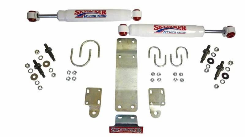 Skyjacker 7204 - Steering Stabilizer Dual Kit Incl. Hydro 7000 Steering Dampners Brackets Hardware For Use w/OEM Diameter Tie Rod White