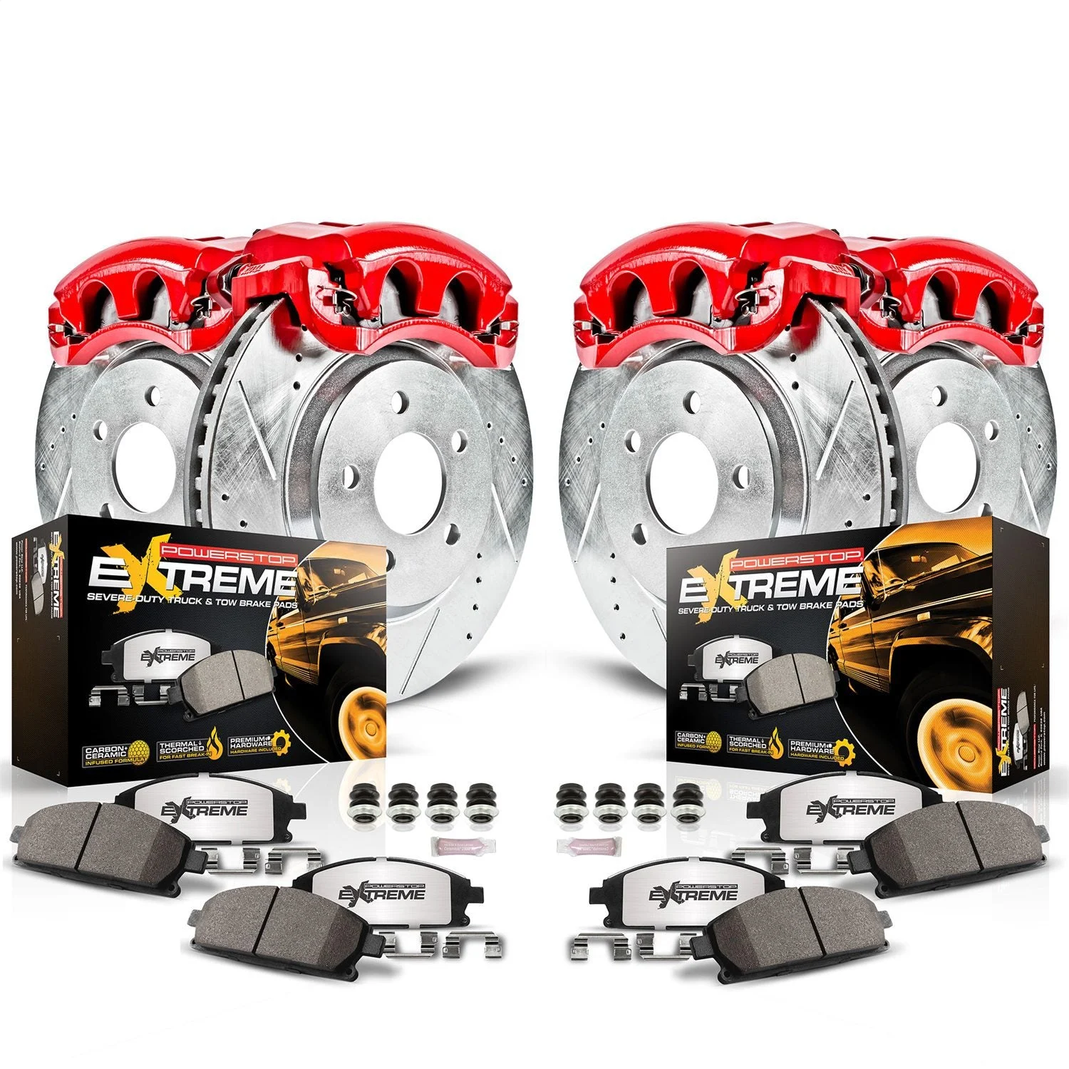 PowerStop KC6375-36 - Power Stop 13-16 Lincoln MKS Front and Rear Z36 Truck & Tow Kit w/Cals