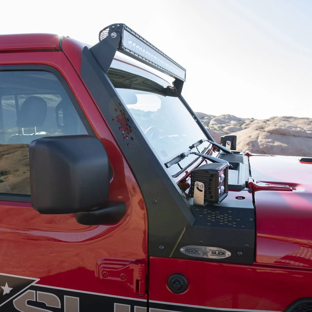 Rock Slide Engineering AC-WS-201-JL - Wrangler/Gladiator Lower Cowl LED Light Pod Brackets and Upper Bar Brackets