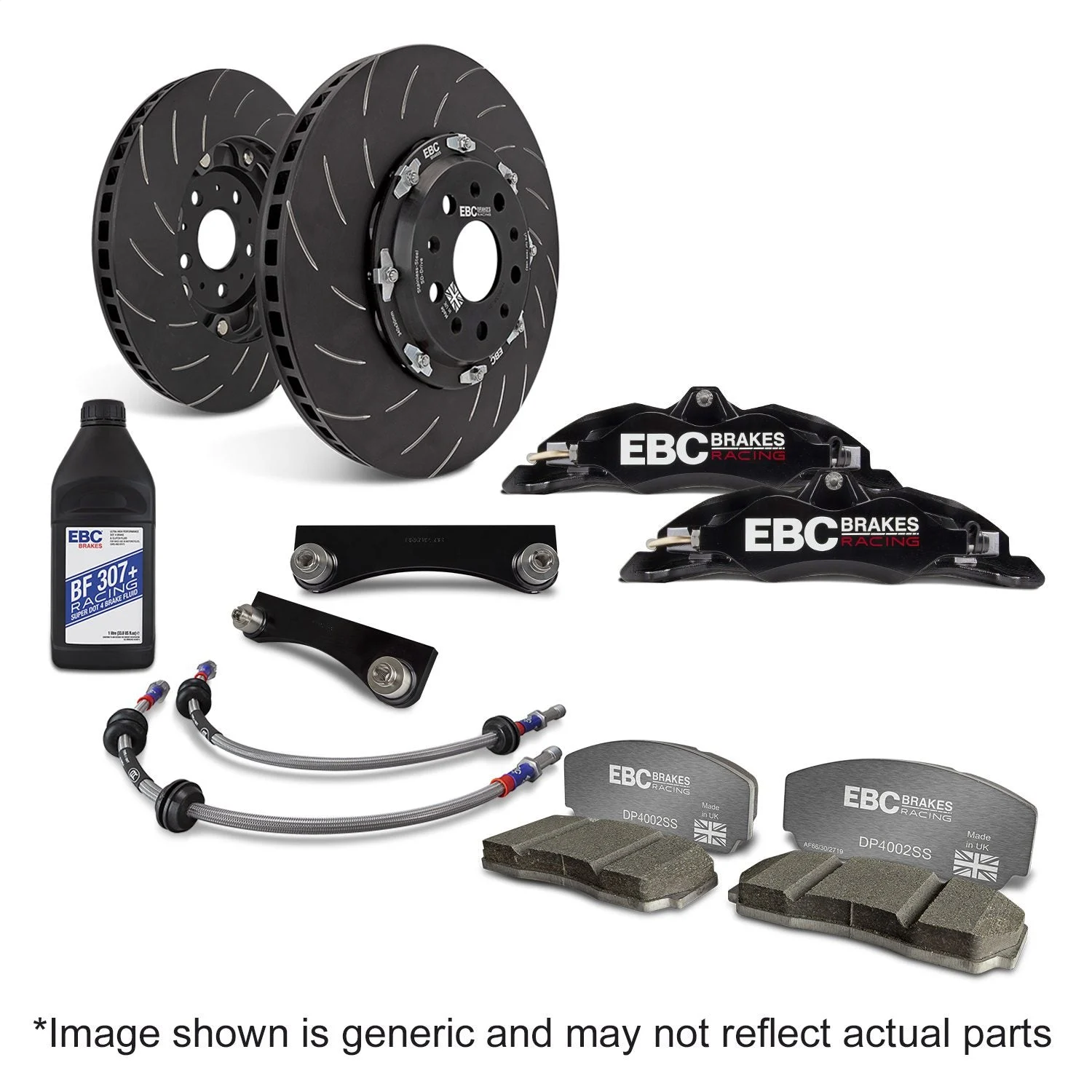 EBC BBK002BLK-2 - Racing 01-07 Acura RSX Type-S 2.0L Black Apollo-4 Calipers 330mm Rotors Front Big Brake Kit