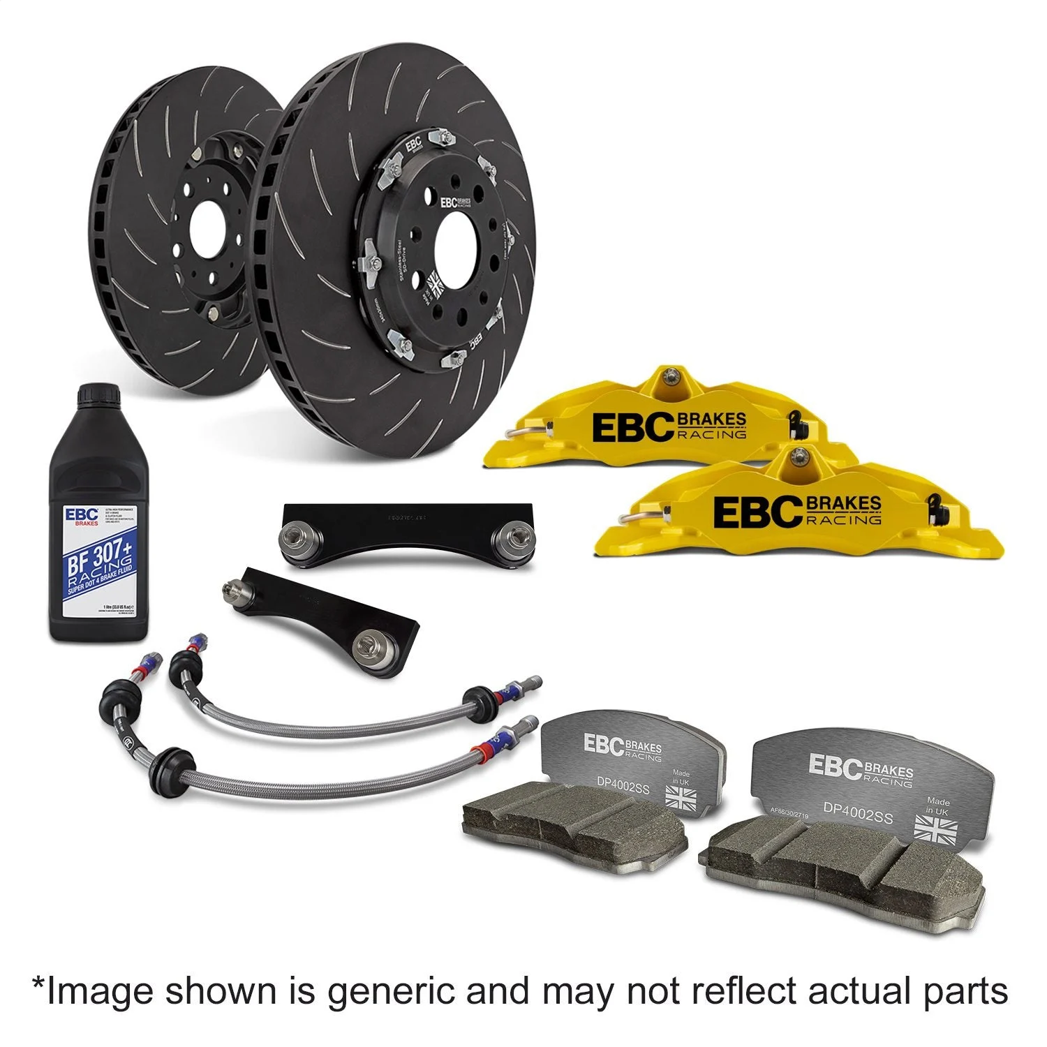 EBC BBK040YEL-2 - Racing 99-04 Honda S2000 AP1 Yellow Apollo-4 Calipers 330mm Rotors Front Big Brake Kit