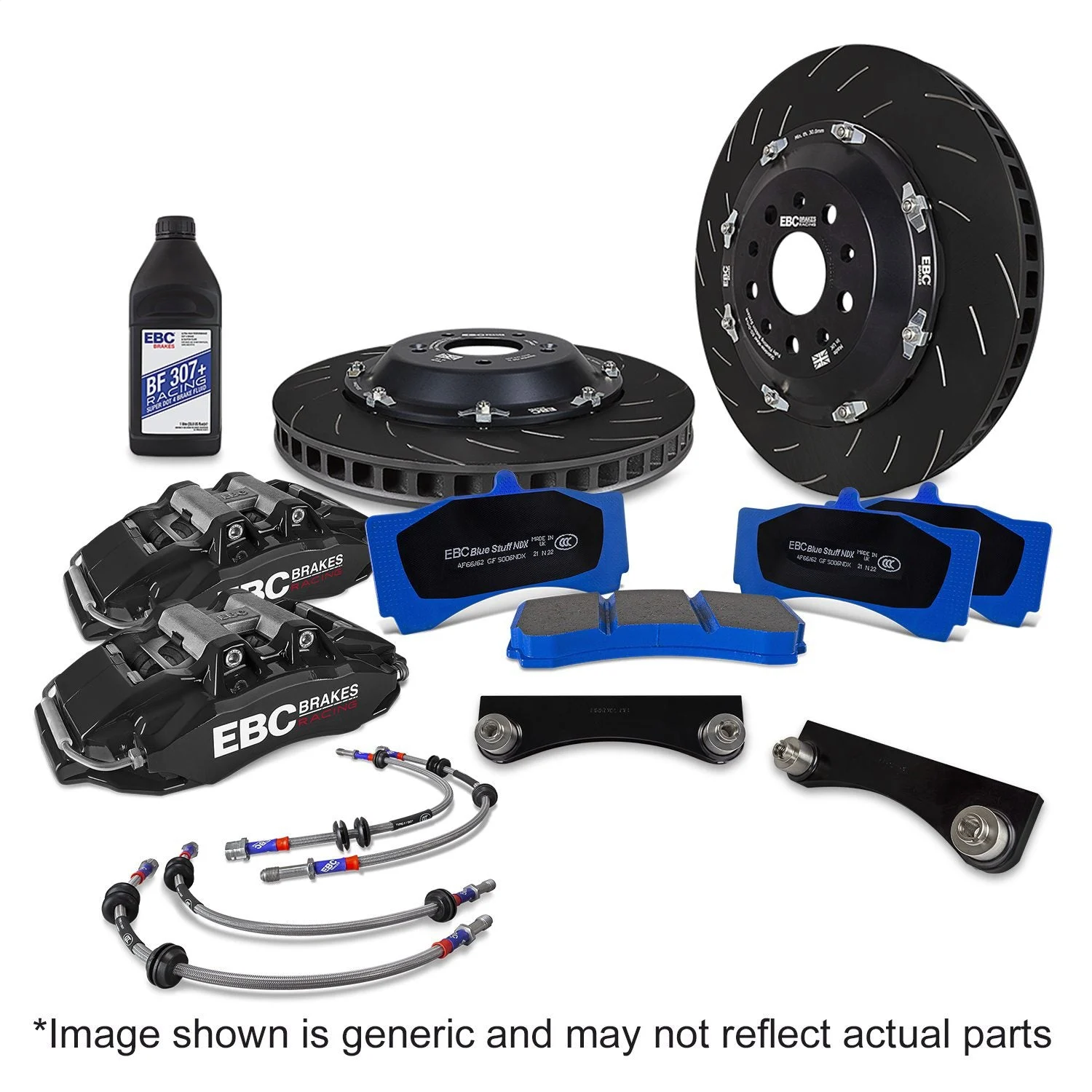 EBC BBK053BLK-1 - Racing 09-18 Audi A6 2.0T Black Apollo-6 Calipers 380mm Rotors Front Big Brake Kit