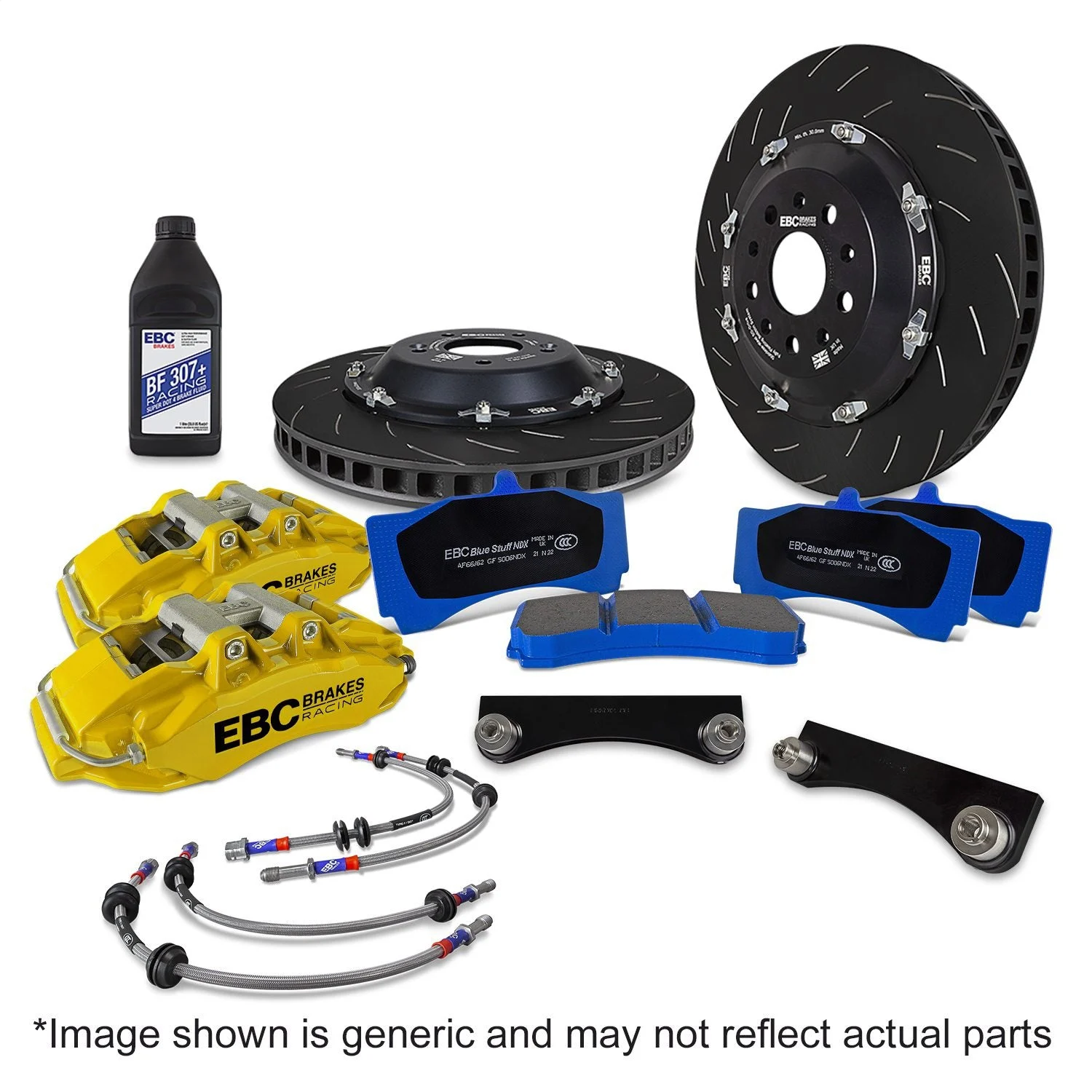 EBC BBK053YEL-1 - Racing 09-18 Audi A6 2.0T Yellow Apollo-6 Calipers 380mm Rotors Front Big Brake Kit