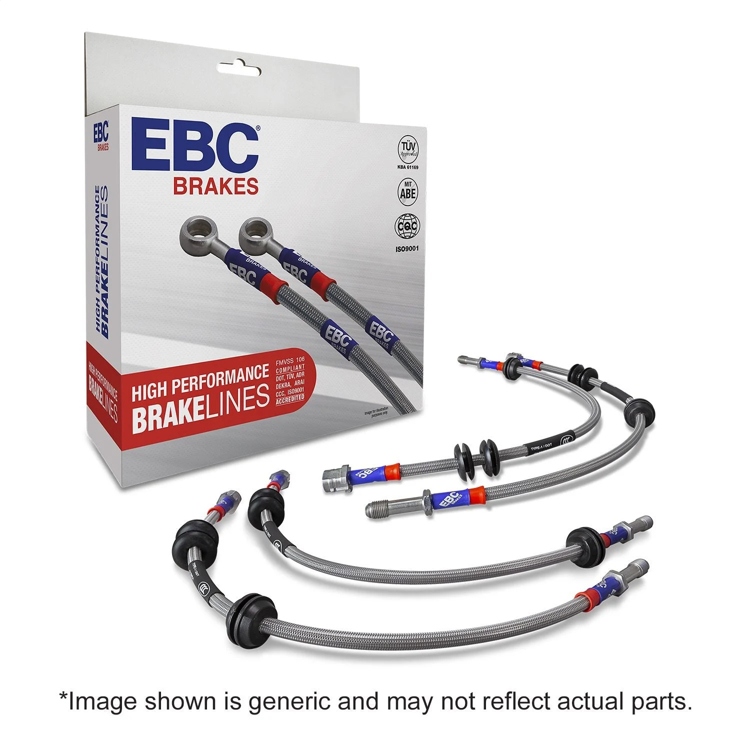 EBC BLA7124-4L - 2015+ Ford Mustang (6th Gen) 2.3T w/Performance Package Stainless Steel Brake Line Kit