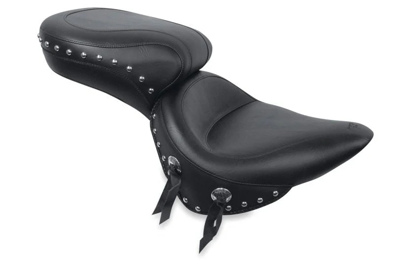 Mustang Motorcycle 75072 - Mustang 84-06 Harley Standard Rear Tire Wide Touring 1PC Seat w/Studs - Black