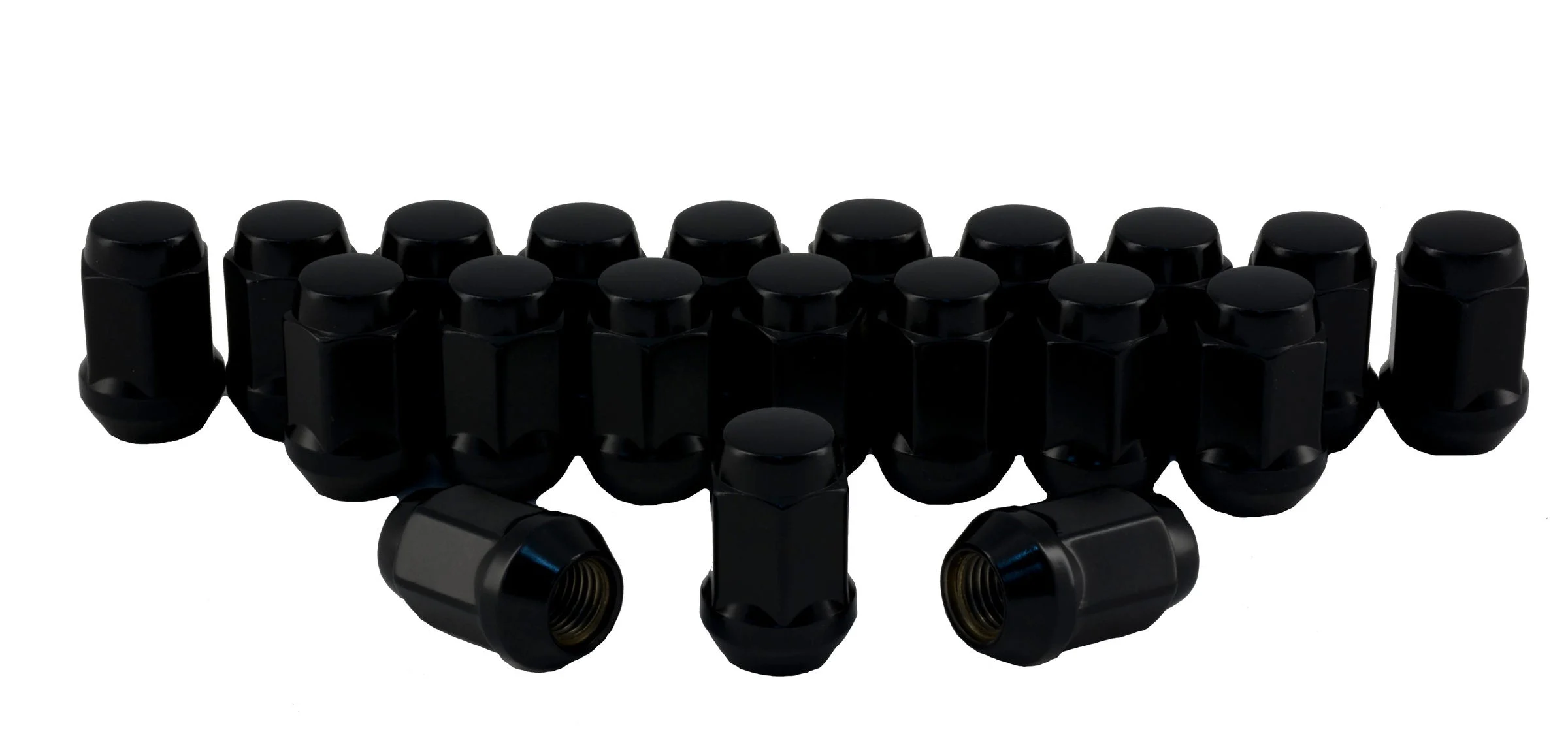 Rocket Racing Wheels C1704B-SET - 1/2 Black Bulge Acorn Lug Nuts, 3/4 Hex, 20-Piece Set