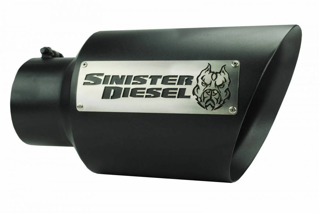 Sinister Diesel SD-ETAC58B - Dual Wall Exhaust Tip W/ Angle Cut (5in. to 8in.) - Black