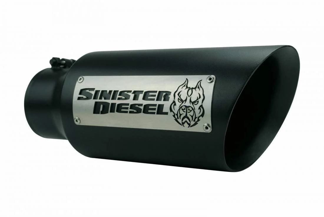 Sinister Diesel SD-ETAC46B - Dual Wall Exhaust Tip W/ Angle Cut (4in. to 6in.) - Black