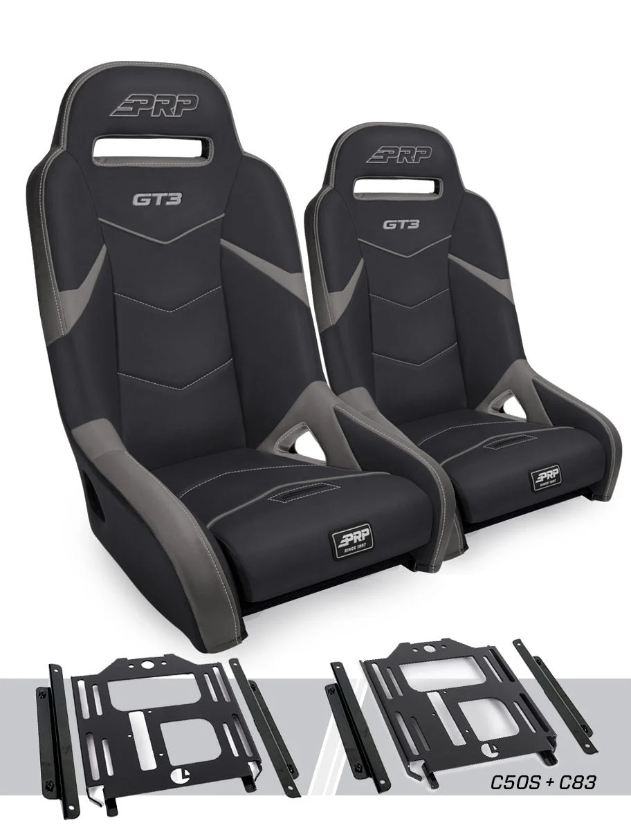 PRP Seats A7301-PORXP-C50S-203 - GT3 Suspension Seats Kit for Polaris RZR 570 800 900 Pair Black & Gray