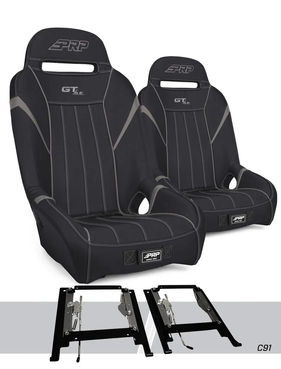 PRP Seats A7301-PORXP-C86-203 - PRP GT3 Suspension Seats Kit for Can-Am Maverick X3 (Pair) - Black & Gray