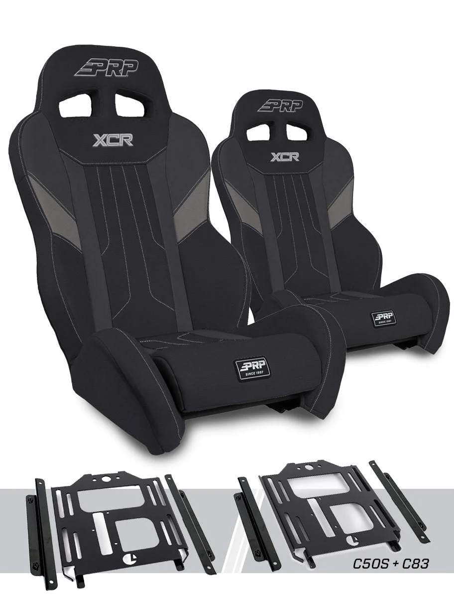 PRP Seats A8001-PORXP-C50S-203 - XCR Suspension Seats Kit for Polaris RZR 570 800 900 Pair Black & Gray