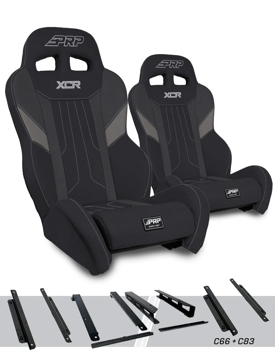 PRP Seats A8001-PORXP-C66-203 - XCR Suspension Seats Kit for Honda Talon Pair Black & Gray