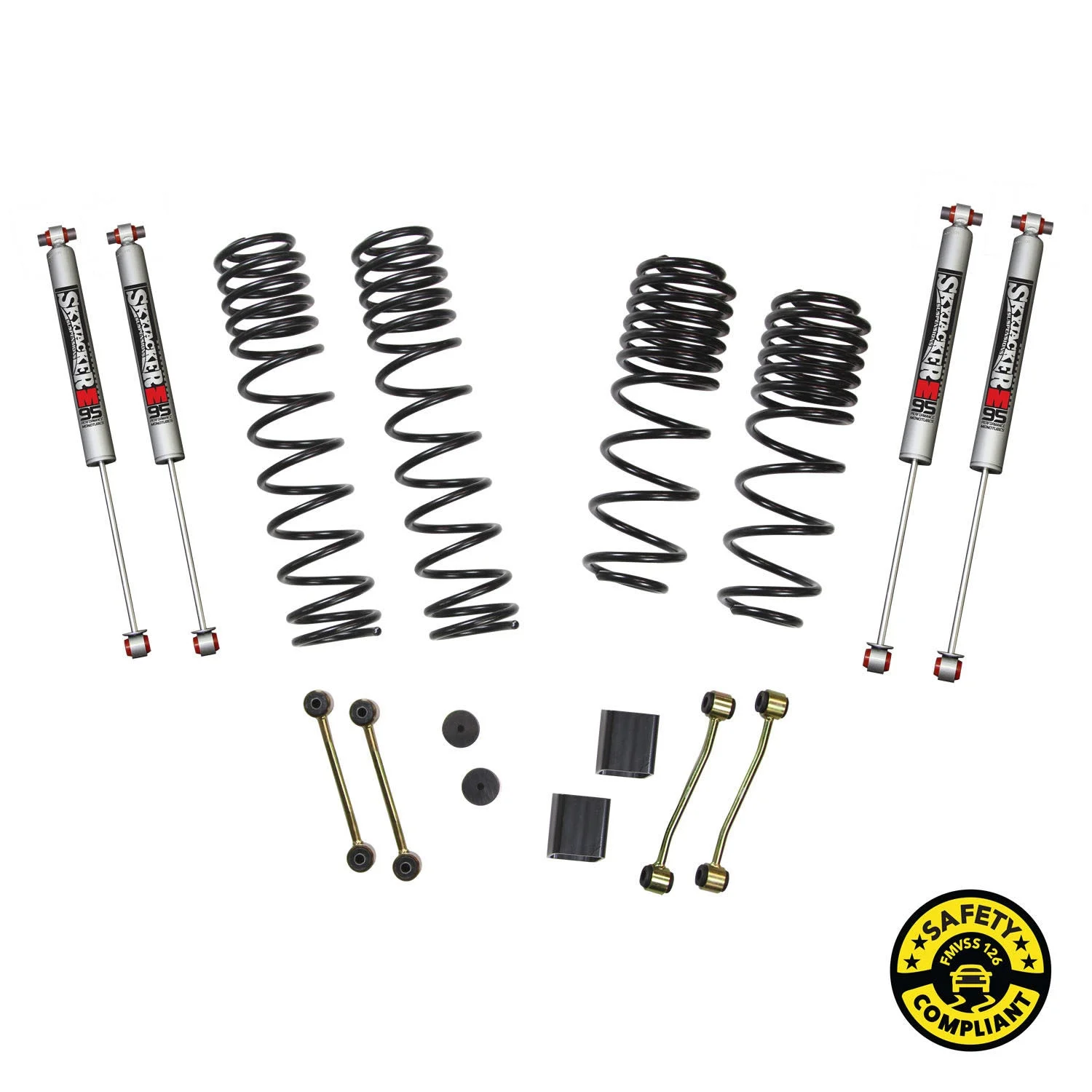 Skyjacker JL20BPMLT - Long Travel Series Suspension Lift Kit w/Shocks 2-2.5 Inch Lift 18-19 Jeep Wrangler Sport 18-19 Jeep Wrangler Sport S Incl. Long Travel Coil Springs Extended Sway Bar Links Bump Stop Extensions Long Travel M95 Monotube Shocks