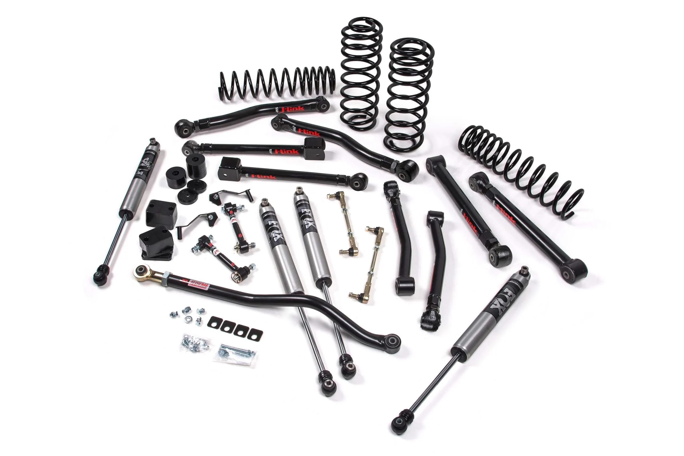 JKS JSPEC190KFP - 2018-2023 Jeep Wrangler JL 2 Door 3 Inch J-Krawl System Rubber Fox 2.0 Performance Series Shocks PS Front/Rear HD Rate Coils JSPEC