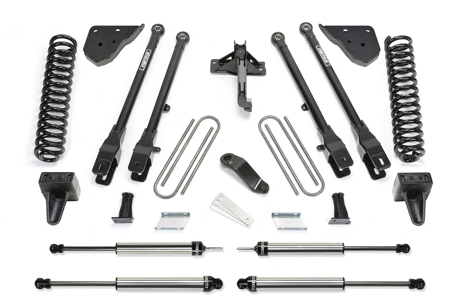 Fabtech K2417DL - 4 Link Lift System; 6 in. Lift; w/Coils And Dirt Logic Stainless Steel Shocks;