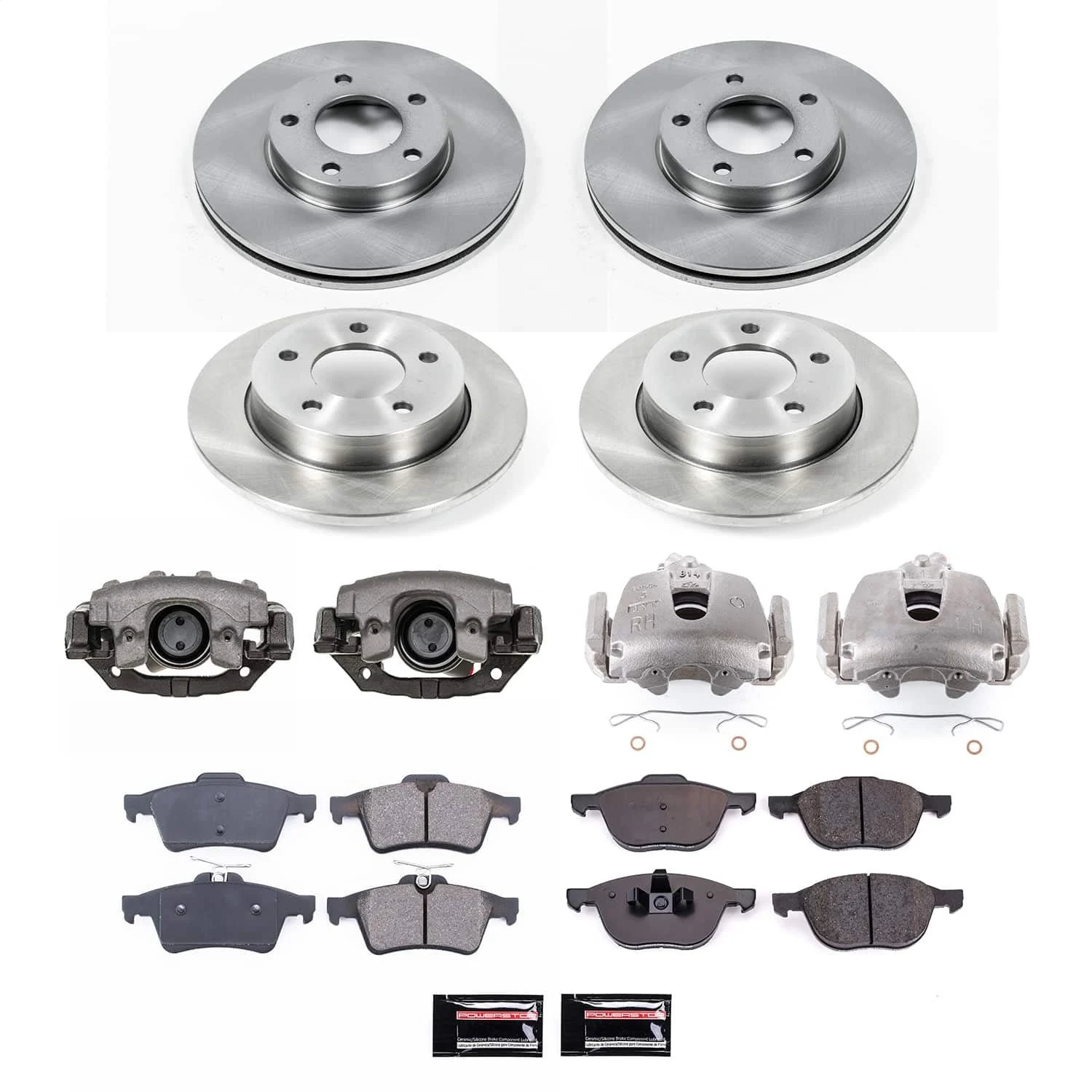 PowerStop KCOE121B - Power Stop 10-13 Mazda 3 Front and Rear Autospecialty Kit w/Cals
