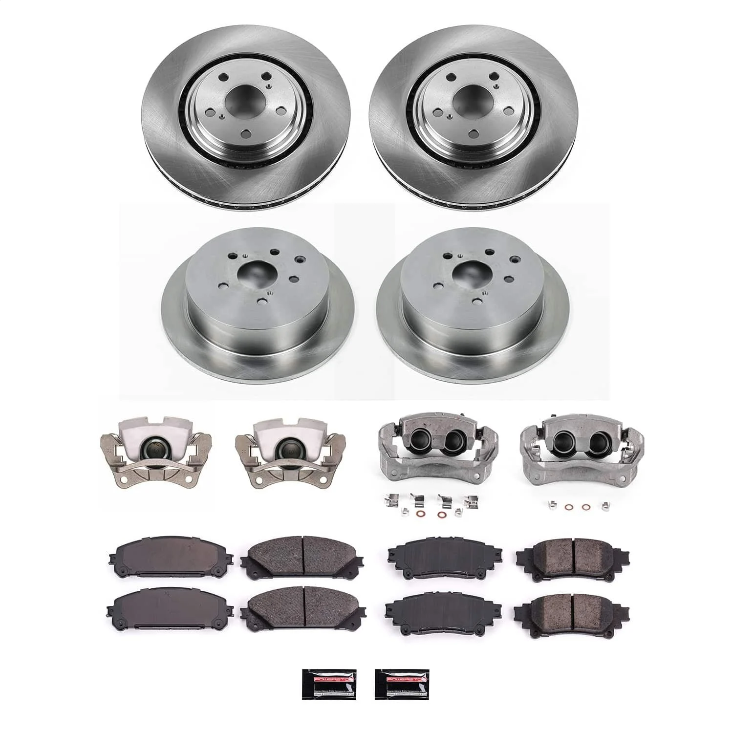 PowerStop KCOE5828A - Power Stop 11-20 Toyota Sienna Front and Rear Autospecialty Kit w/Cals