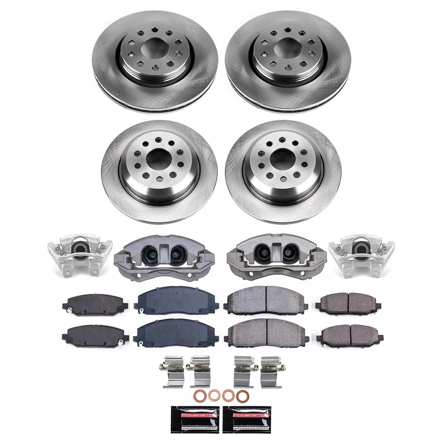 PowerStop KCOE7938A - Power Stop 18-22 Jeep Wrangler Front and Rear Autospecialty Kit w/Calipers