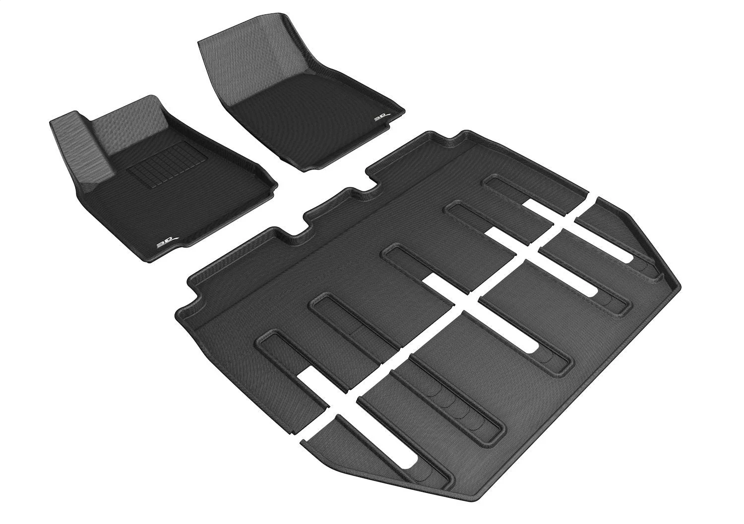 3D MAXpider L1TL00501509 - 2017-2020 Tesla Model X Folding 7-Seats Kagu 1st & 2nd & 3rd Row Floormats - Black