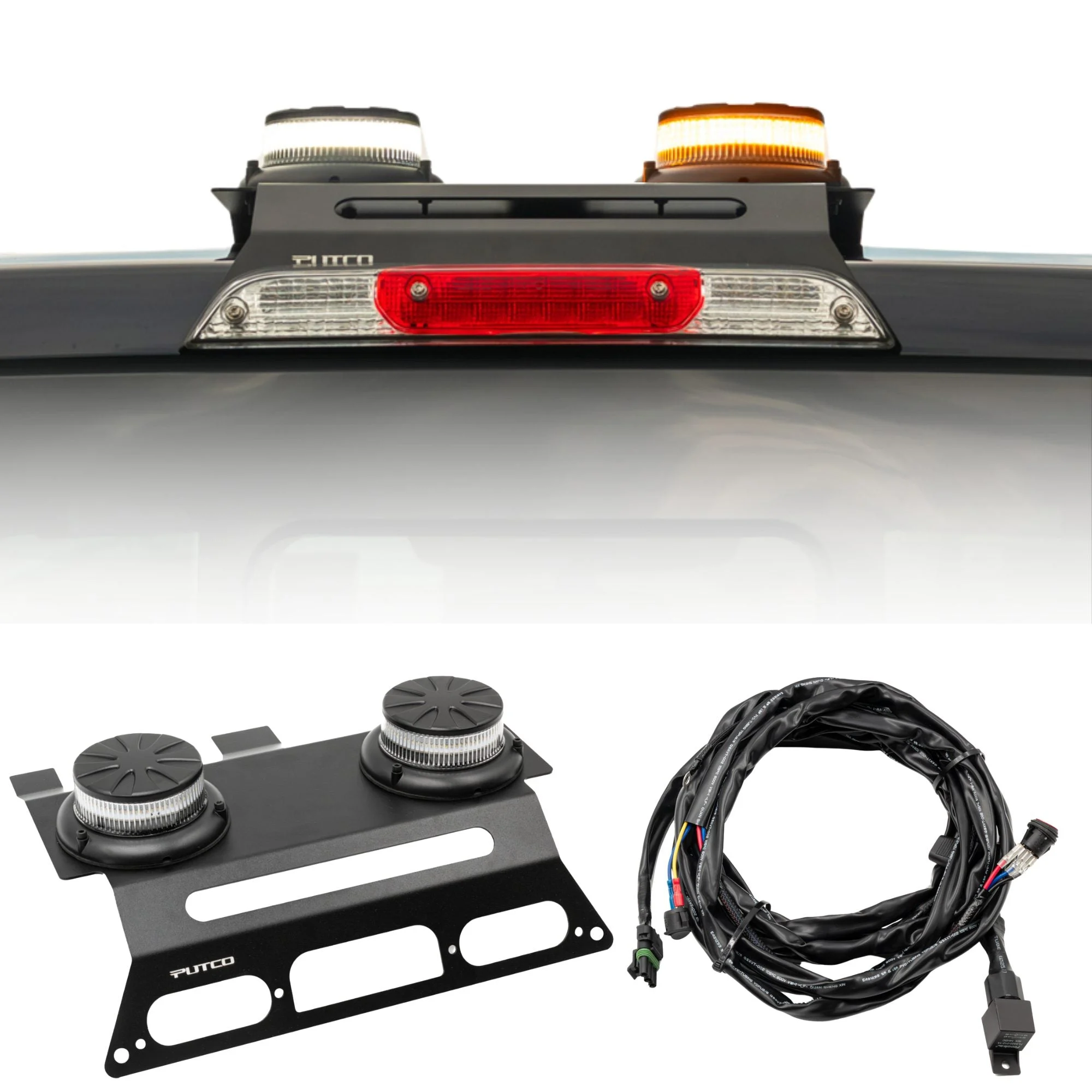 Putco 950211-01 - 15-25 Ford F-150 Dual Hornet Beacon LED Strobe (Amber/White) w/ Mounting Bracket & Harness
