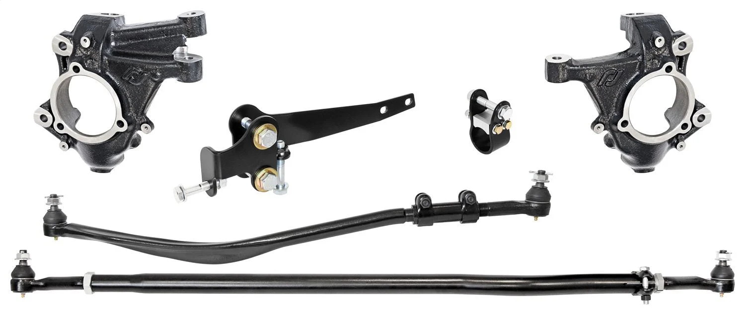 RockJock RJ-440001-101 - Currectlync JL/JT High Steer Kit for Stabilizer Shock Incl Knuckles Drag Link Tie Rod Trac Bar Reloc/Shock Mount Axle Shock Tie Rod Clamp