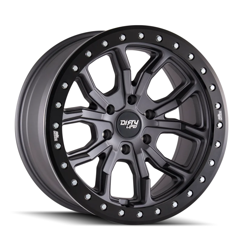 Dirty Life 9303 DT-1 17x9/5x114.3 BP/-12mm Offset/72.6mm Hub Matte Gunmetal Wheel - Beadlock