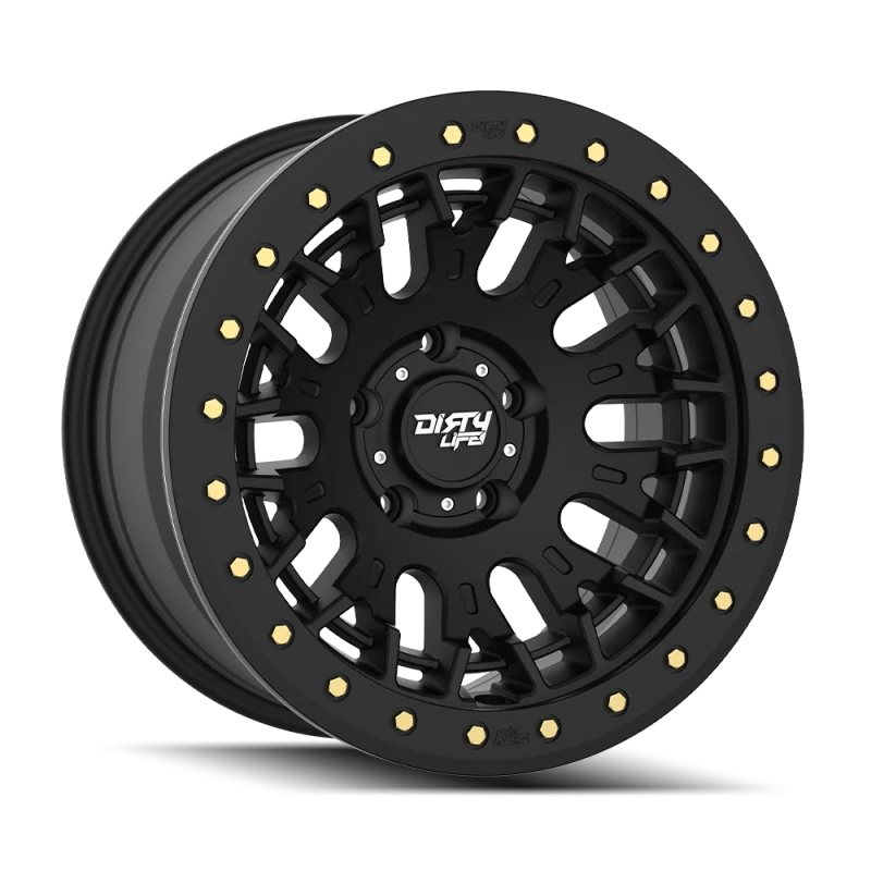 Dirty Life DT-3 17X9 5x127 -12 Offset - Satin Black w/ Simulated Beadlock