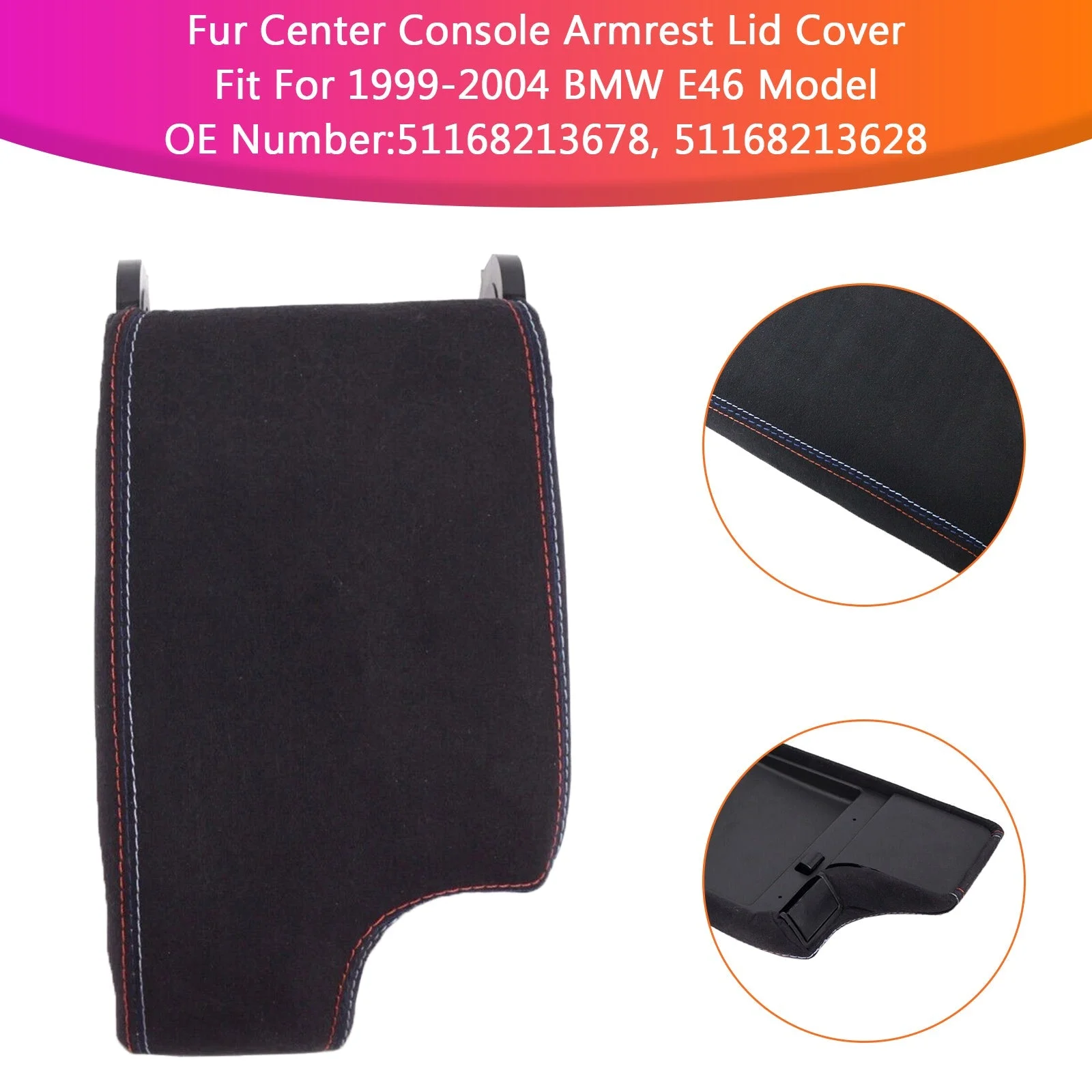 Fur Center Console Armrest Cover Lid For BMW 3 Series E46 1999-2004 M3