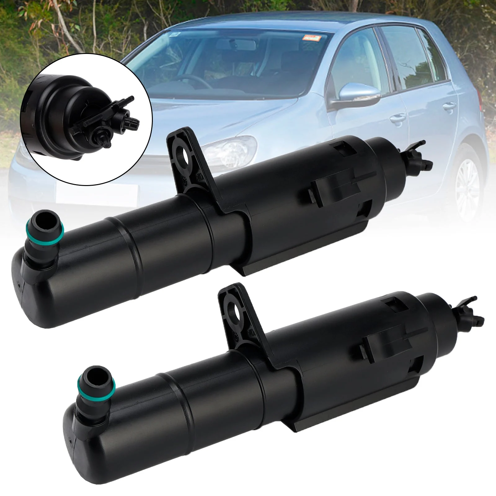 1 Pair Front Headlight Spray Washer Nozzle 5K0955978A For VW Golf Jetta MK6
