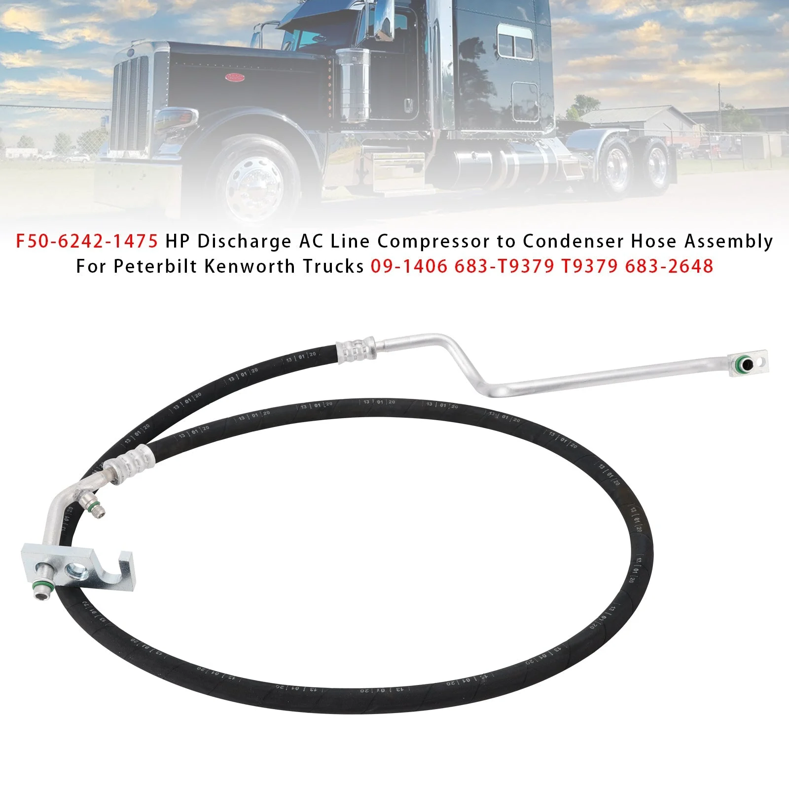 F50-6242-1475 HP Discharge AC Line Hose Assembly For Peterbilt Kenworth Trucks