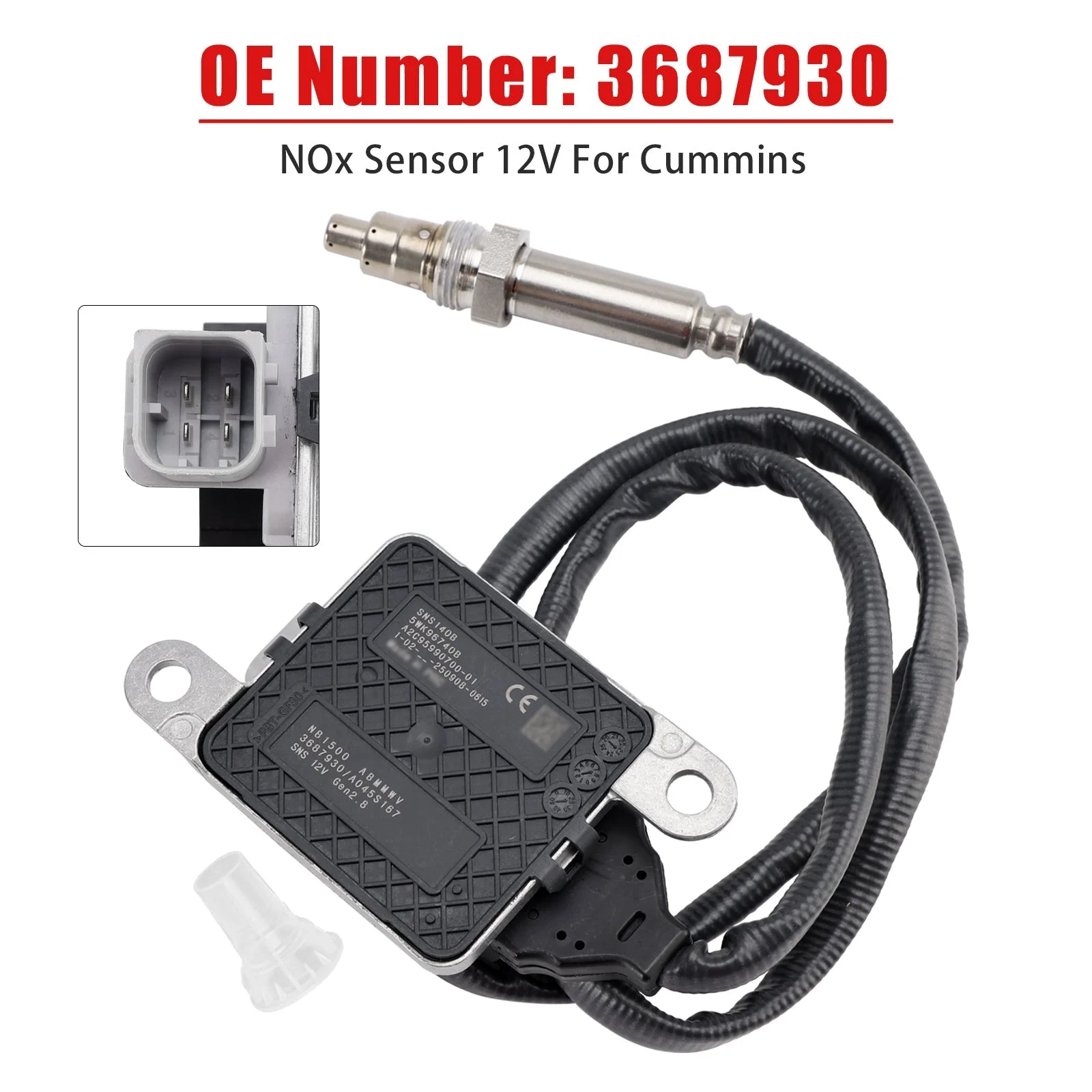Nitrogen Oxide NOx Sensor 12V 3687930 Fit For Cummins 11.9L 15L ISX15