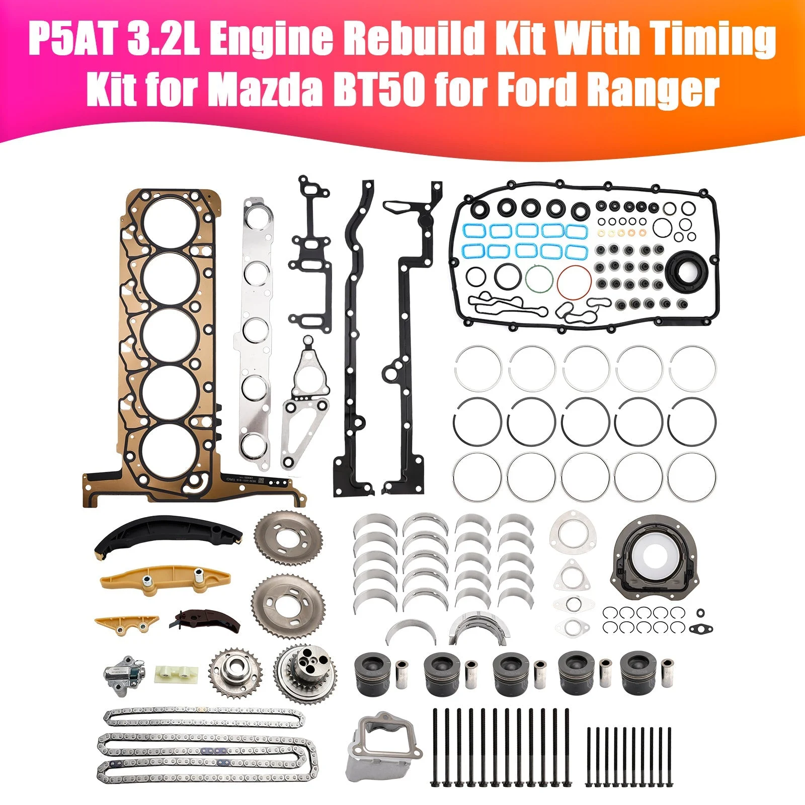 P5AT 3.2L Engine Rebuild Kit With Timing Kit for Mazda BT50 for Ford Ranger