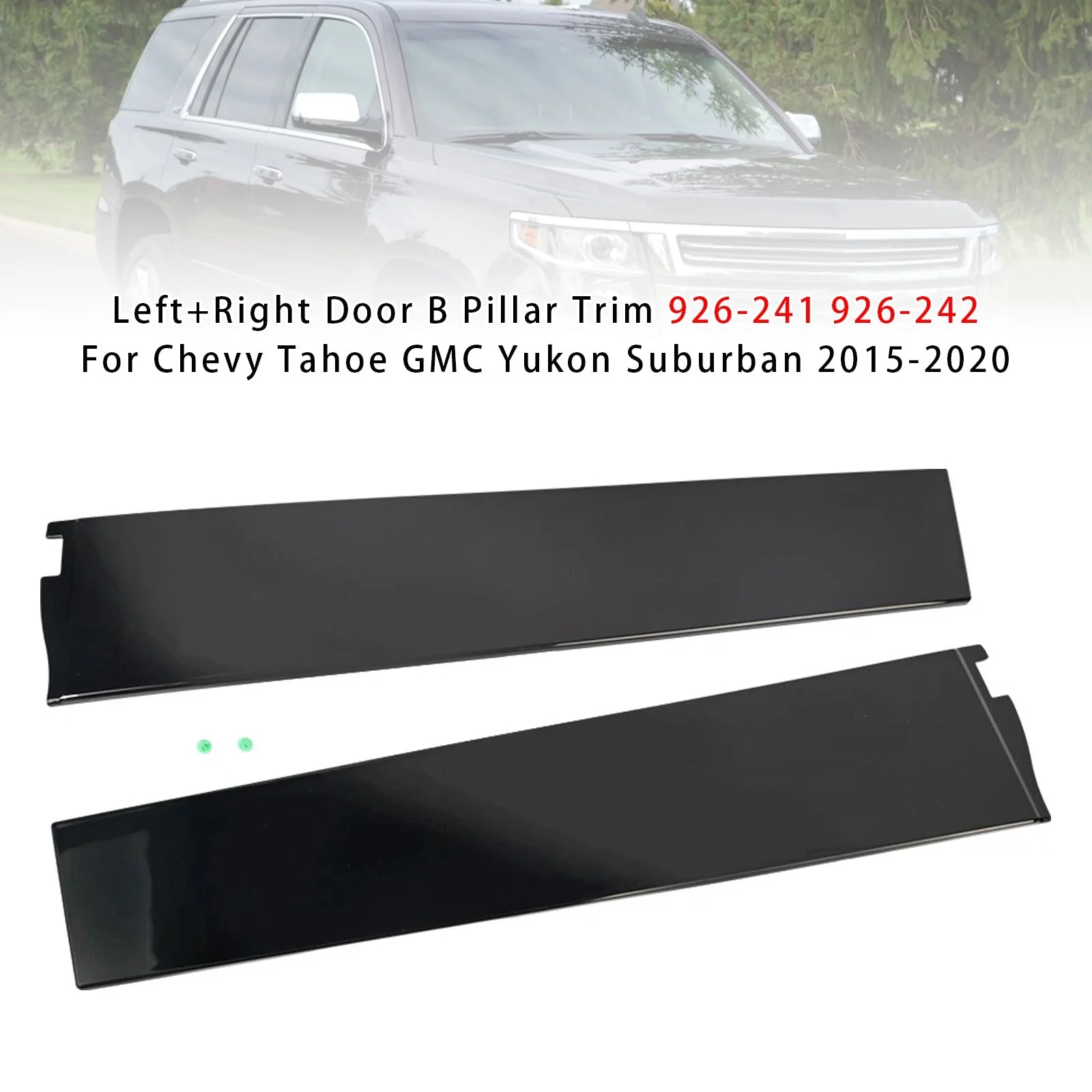 Left+Right Door B Pillar Trim For Chevy Tahoe GMC Yukon Suburban 2015-2020