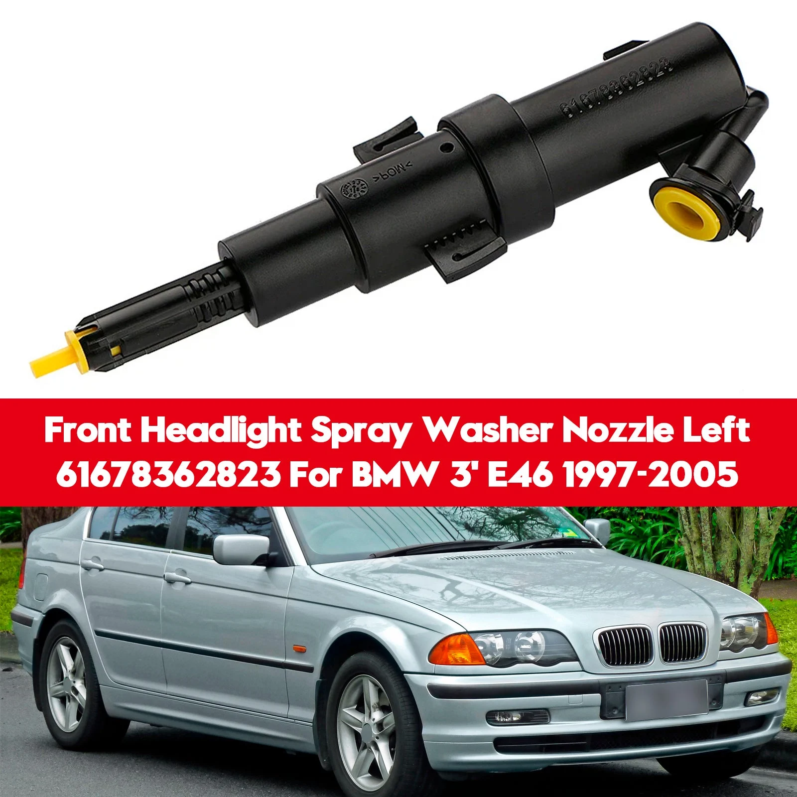 Front Headlight Spray Washer Nozzle Left 61678362823 For BMW 3' E46 1997-2005