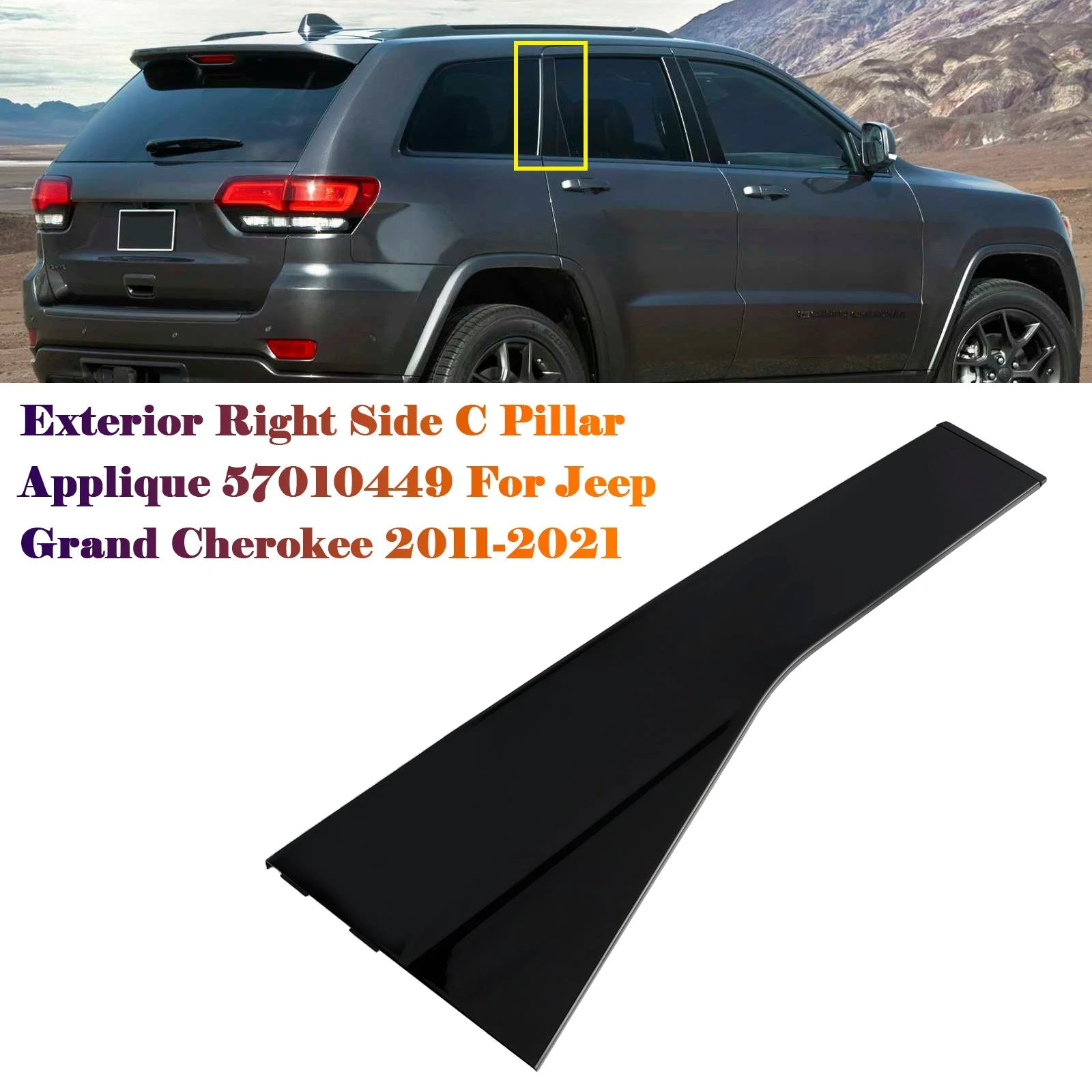 Exterior Right Side C Pillar Applique 57010448 For Jeep Cherokee 2011-2021