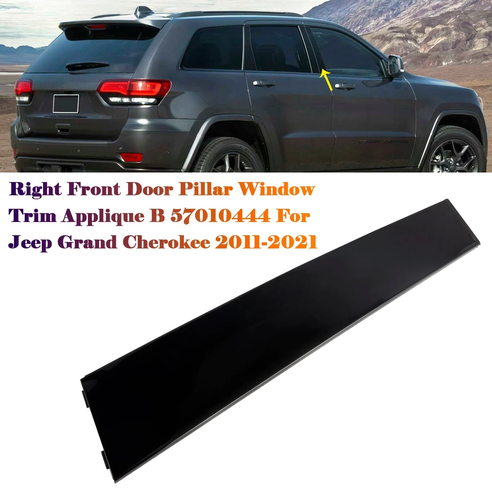 Right Front Door Pillar Window Trim Applique B 57010444 For Jeep Cherokee 11-21