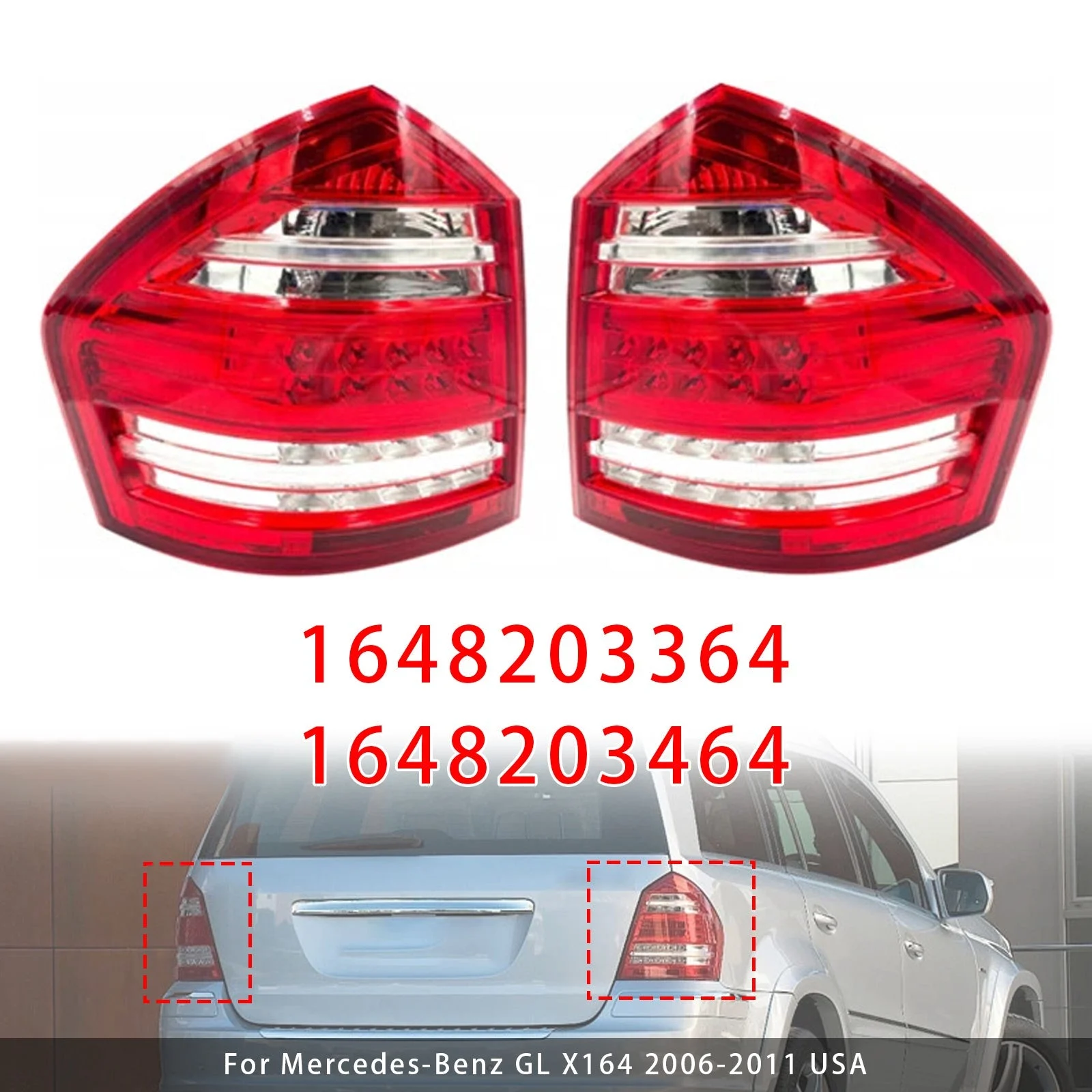 Left+Right Rear Tail Light Assembly For Mercedes-Benz GL X164 2006-2011 USA