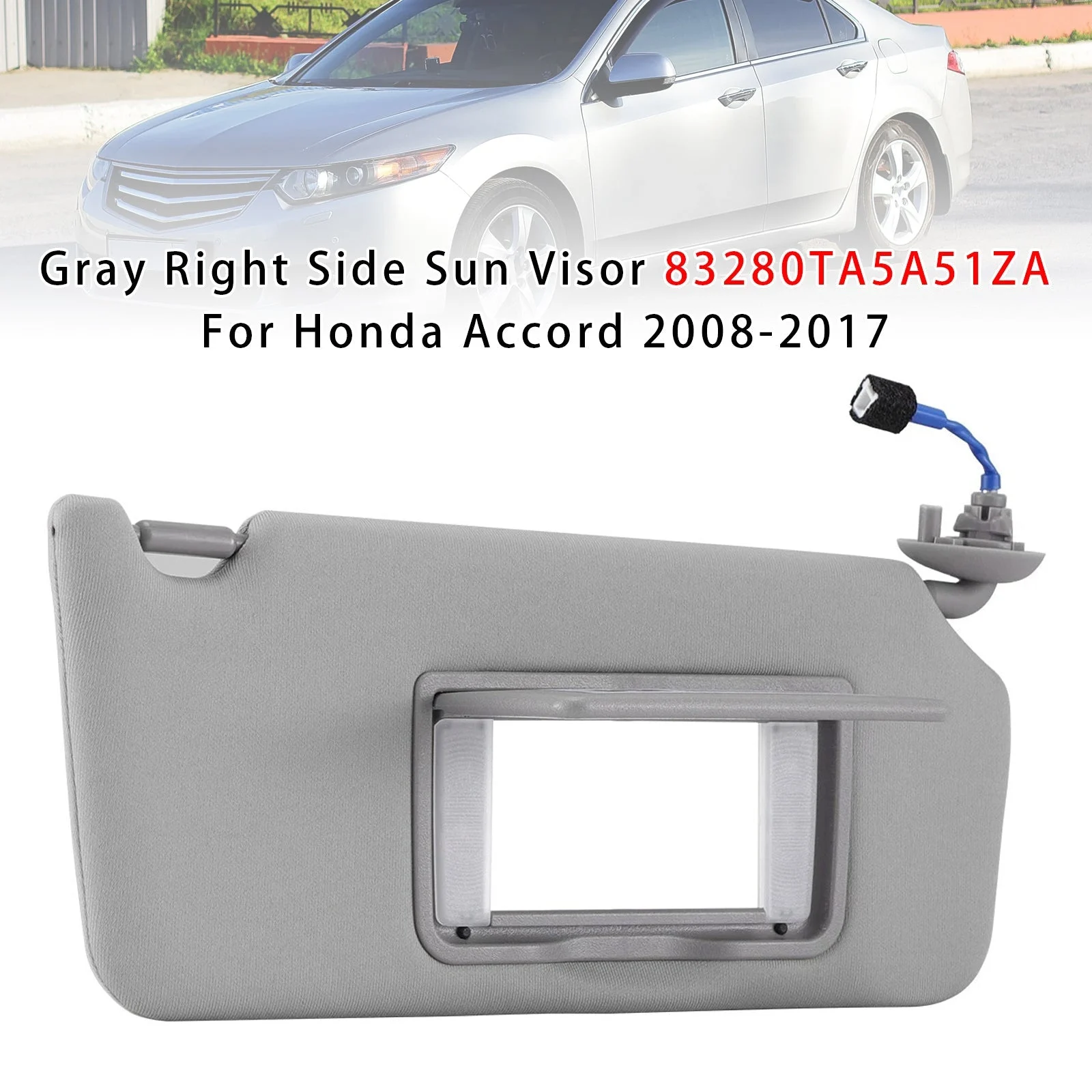 Gray Right Side Sun Visor 83280TA5A51ZA For Honda Accord 2008-2017