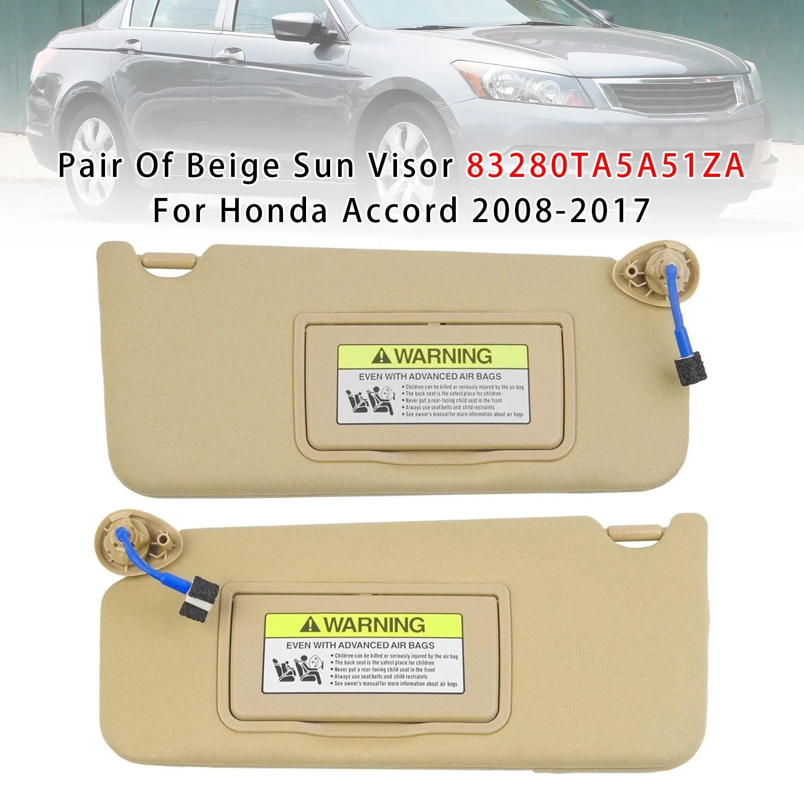 Pair Of Beige Sun Visor 83280TA5A51ZA For Honda Accord 2008-2017