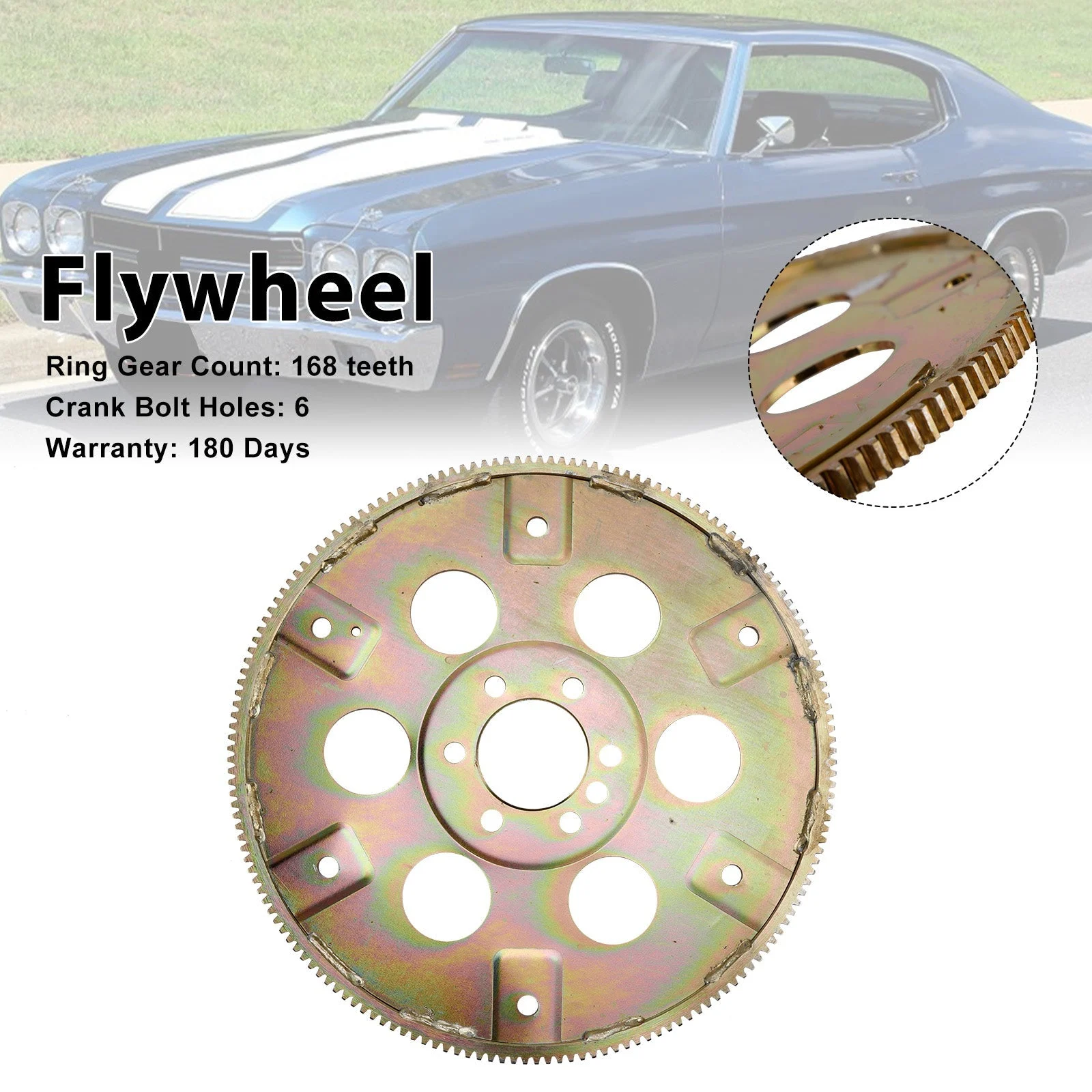 168-Teeth Steel Flexplate 1845400 Fit Chevy 454 1970-1990 White Zinc External