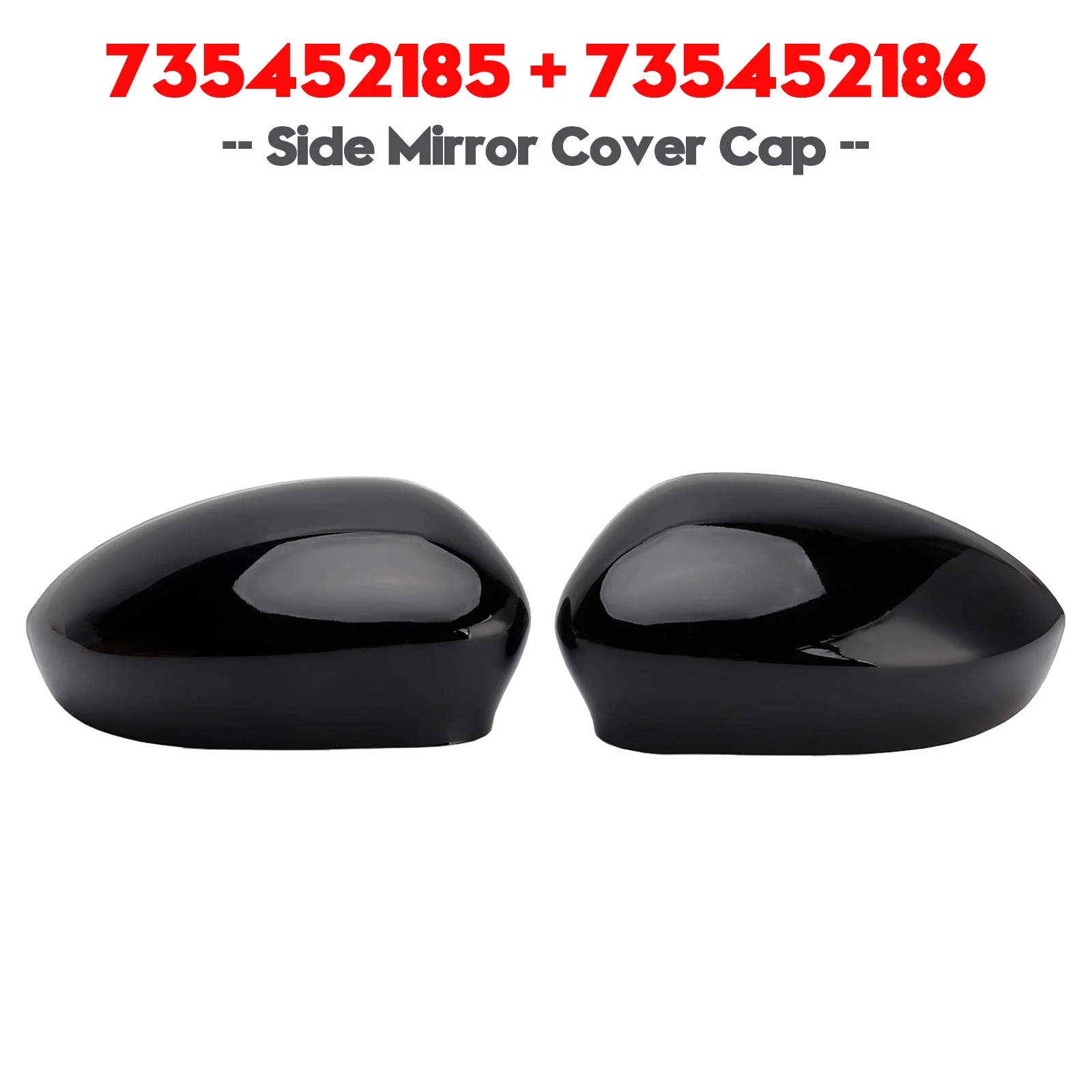 Pair of Side Mirror Cover Cap for Fiat 500 2007-2024 Grande Punto 2005-2018