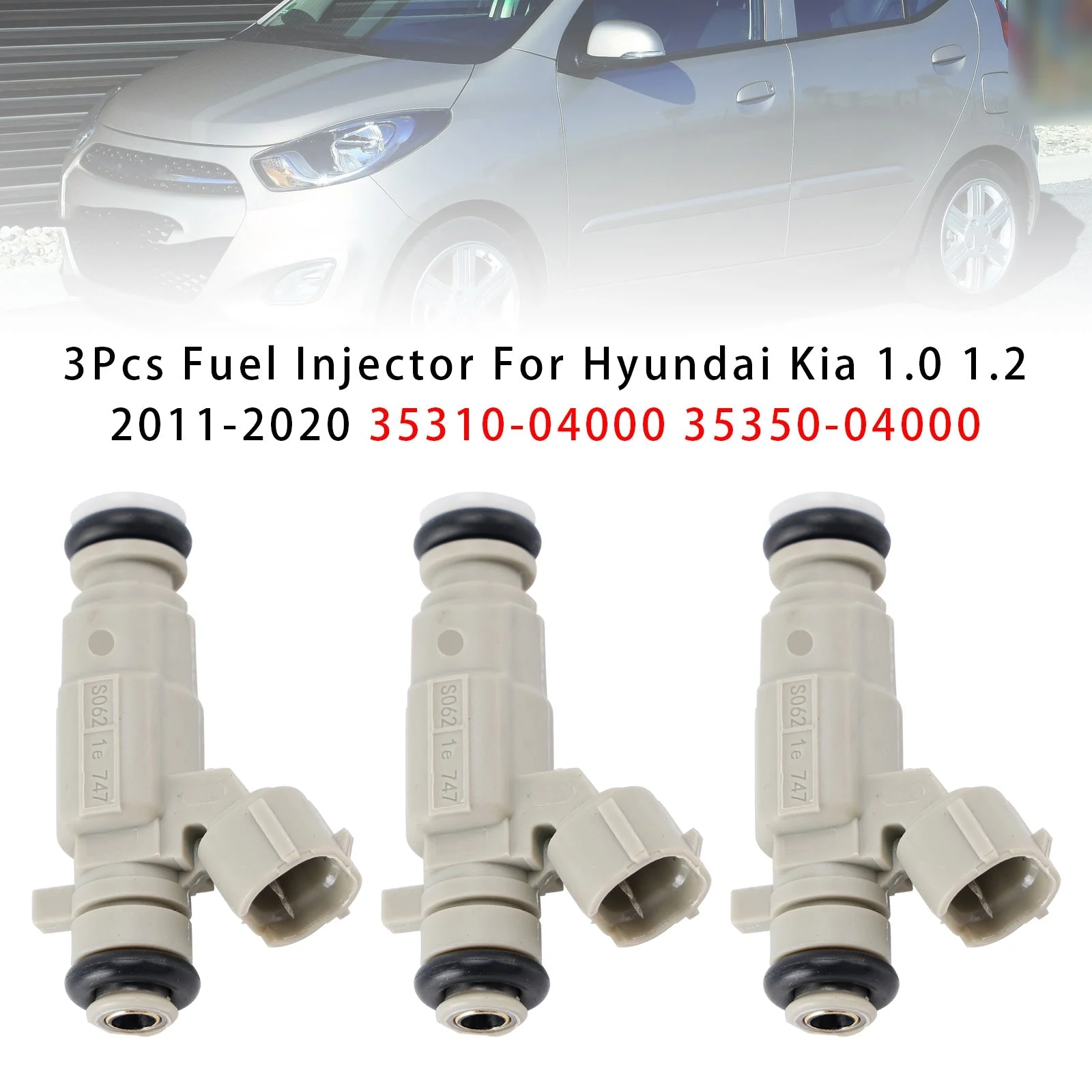 3Pcs Fuel Injector For Hyundai Kia 1.0 1.2 2011-2020 35310-04000 35350-04000
